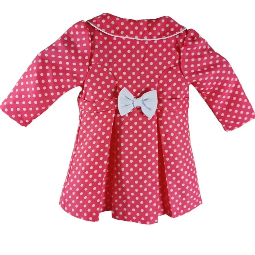 Bonnie Baby Polka Dot Peacoat Jacket 12M Pink White Bow Back Vintage Style Girls